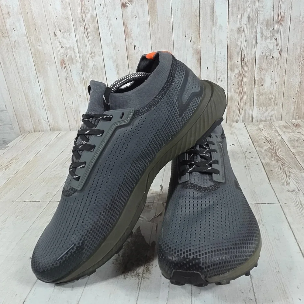 Flux Earth-Link Trail Runner Shoes Mens 10.5 Grey Olive Wide Toe Box Zero Drop